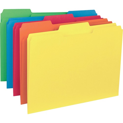File Folder, Interior, Ltr, 1/3" Cut, 100/BX, AST