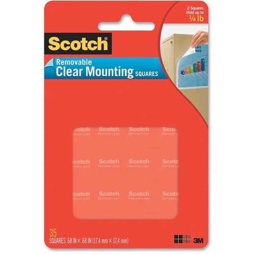 Adhesive Mounting Squares,Removable,.68"x.68",35/PK,Clear