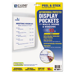 Display Pockets w/ Antimicrobial, 8-1/2"x11", 10/PK, Clear