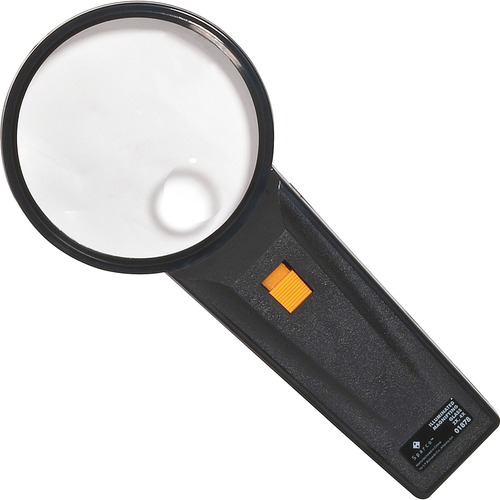 Illuminated Magnifier,Round,2X Main/4X Bifocal,3" Dia.,BK