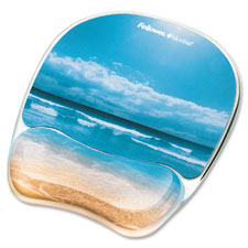 Photo Gel Mouse Pad,w/Wrist Rest,Microban,Poly,Beach,Multi