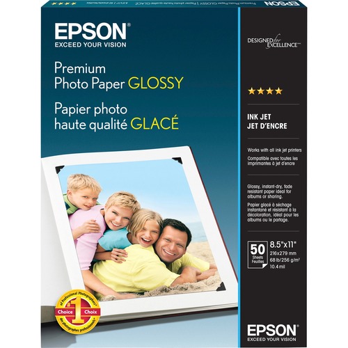 Premium Photo Paper, Glossy, 68 lb., 8-1/2"x11", 50/PK, WE