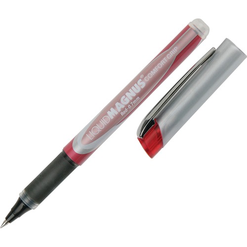 Roller Ball Pens, Comfort Grip, .7mm Fine Pt, Red Ink