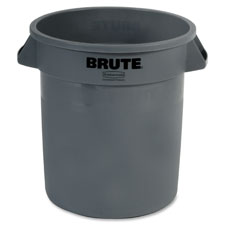 Brute Round Container, 10 Gallon, 15.6"x17.1", Gray