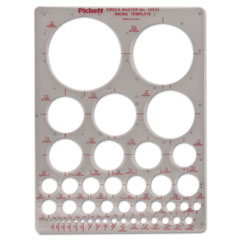 Circle Master Template,1/16" to 3"Diameters,9"x10"x1/33",GY