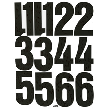 Vinyl Numbers, 1", 76 Cap Ltrs/12 Numbers, Black