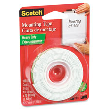 Mounting Tape, Holds 2 lb., 1"x50", White