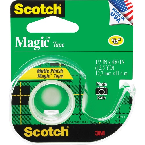 Magic Tape With Dispenser, 1/2" x 450", 1/RL,Clear