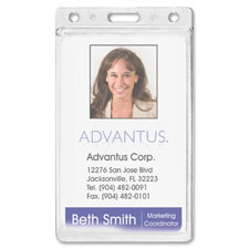 ID Badge Holder, Frosted, VRTCL, 25/BX, Clear Frosted