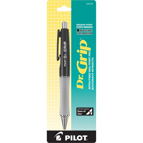 Retractable Ballpoint Pen,1.0mm, Med Pt, BK Barrel, BK Ink