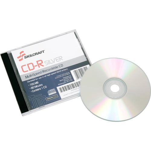 Recordable CD, 700MB, w/Jewel Case, 52X.80min, Silver