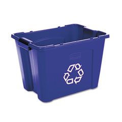 Recycling Box, 14 Gallon, Stackable, 21"x16"x14-3/4", Blue