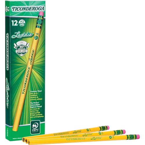 Laddie Pencil, No. 2 Soft, With Eraser, Yellow, 12ea/DZ