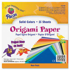 Origami Paper, 30lbs, 9-3/4"x9-3/4", 55Shts, Ast/Bright