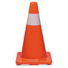 Traffic Cone, W/Reflective Strip, 18", Orange