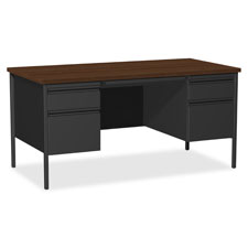 Single Pedestal Rtn Desk, LH, 42"x24"x29-1/2", Black Walnut