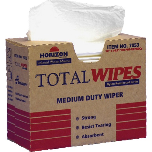 All-Purpose Wipes, Medium Duty,13-1/4"x14-1/4",150/Box, WHT