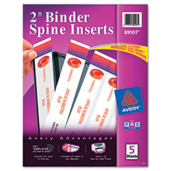 Binder Spine Inserts, 2" Capacity, 20/PK, White