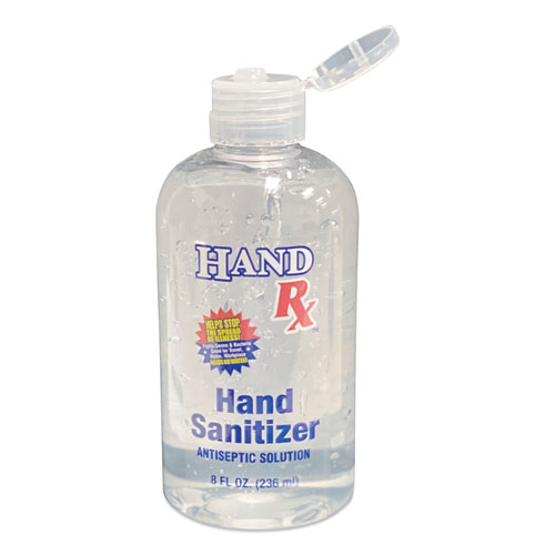 Hand Rx Gel Hand Sanitizer, 8 oz Bottle, Unscented, 12/Carton
