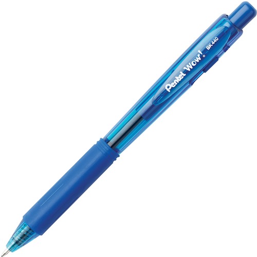 Ballpoint Pen,Retractable,Rubber Grip,Med. Point,1DZ,Blue