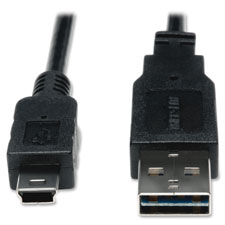 2.0 USB Cable, 6ft, USB to Mini, Black