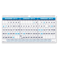 3-Mth Horz Wall Calendar, 14Mths Dec-Jan, 8"x17", BE