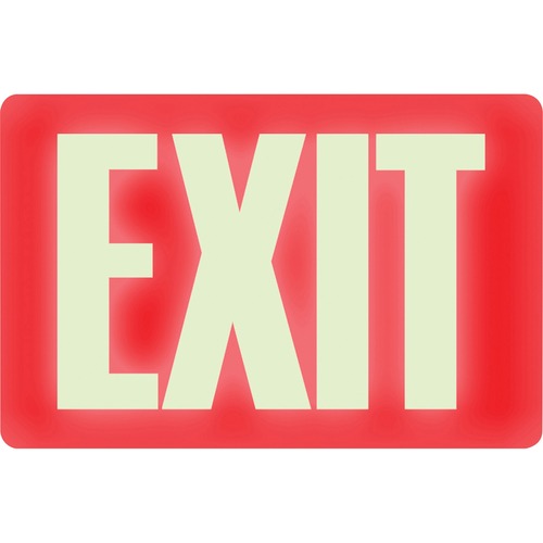 Glow in the Dark "Exit" Sign, 12"x8", White on Red
