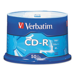CD-R, Recordable, 52x, 700MB/80Min, Branded Surface, 50/PK