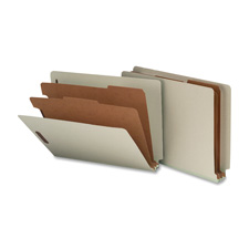 End Tab Classification Folders,2 Dividers,Ltr,10/BX,GY Green