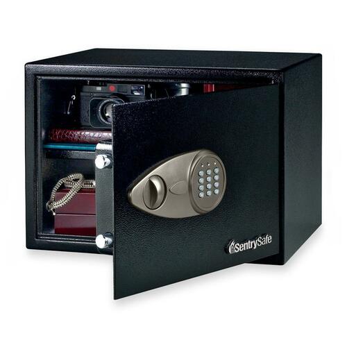 Electronic Safe w/Lock/Key, 17"x14-3/4"x10-3/5", Black