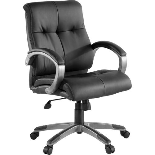 Executive Chair, Leather, Low-Back, 27"x32"x41", BK/Silver