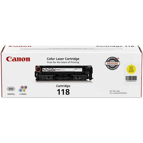 Genuine OEM Canon 2659B001AA (CRG-118Y) Yellow Toner (2900 Page Yield)