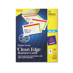 Inkjet Business Cards, 2-Side, 200/PK, 3-1/2"x2", Ivory