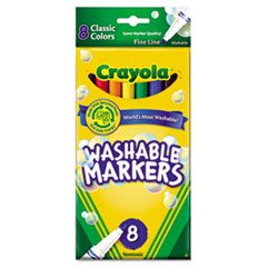 Washable Markers, Fine Tip, Nontoxic, 8/ST, Assorted