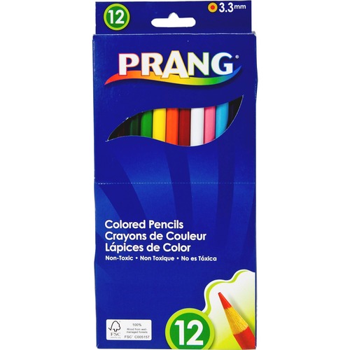 Prang Colored Pencils, 3.3 mm, 7" Long, 12 Color Set