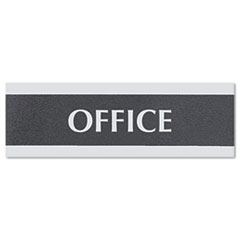 Office Sign, 3"x9", Silver on Black