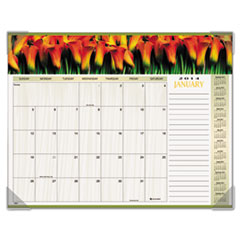 Desk Calendar Pad, Block, 12 Mth Jan-Dec, 22"x17", Floral