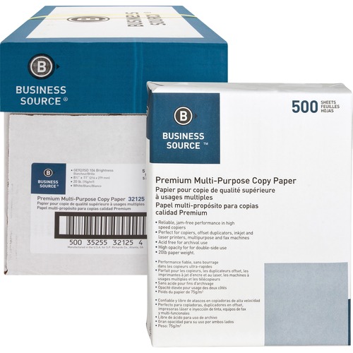 Multipurpose Paper,20lb.,92 Bright,8-1/2"x11",5RM/CT,White