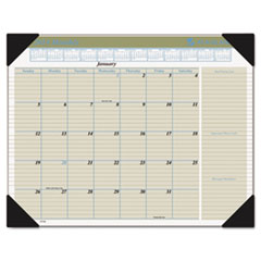Monthly Desk Pad/Calendar, 12 Mths Jan-Dec, 17"x22", Black