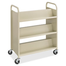 6-Shelf Double-Sided Book Cart, 36"x18-1/2"x43-1/2", Sand