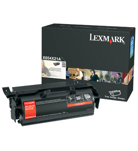 Genuine OEM Lexmark X654X21A Extra Hi-Yield Black Toner Printer Cartridge (36000 page yield)