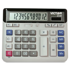 12-Digit Calculator, Hybrid, 7-1/2"x6"x1-5/8", GY
