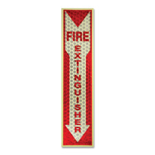 Fire Extinguisher Sign, Glow in Dark, 4"x16-3/4", RD/WE