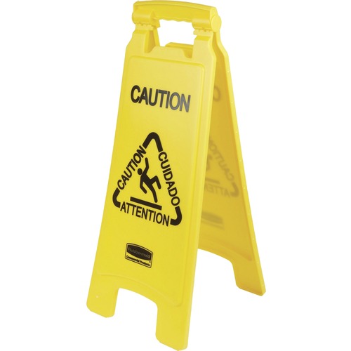 Wet Floor Sign,'Caution",Multilingual,Foldable,11"x25",YW