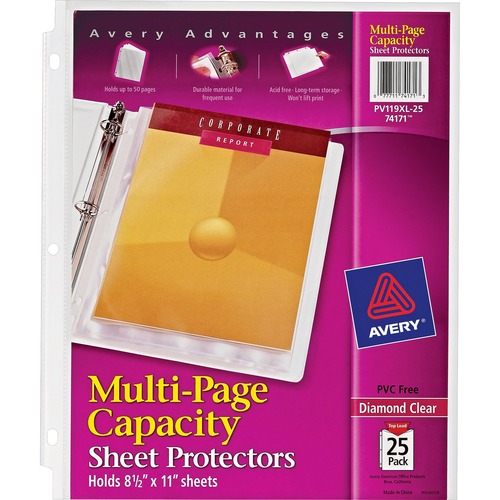 Sheet Protectors, Top Load, 11"x8-1/2", 25/PK, Diamond Clear