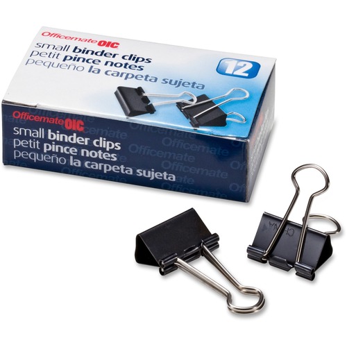 Binder Clips,Small,3/4"Wide,3/8" Cap, 12/BX, Black/Silver