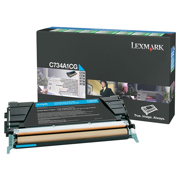 Genuine OEM Lexmark C734A1CG Cyan Toner Cartridge (6000 page yield)