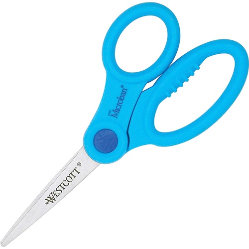 Scissors, w/ Microban, 5" Pointed, Assorted Plastic Handles