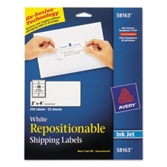 Inkjet Labels, Shipping ,Repositionable,2"x4"',250/BX,WE