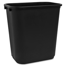 Rectangle Wastebasket, 28 Quart, 14-1/2"x10-1/2"x15", Black